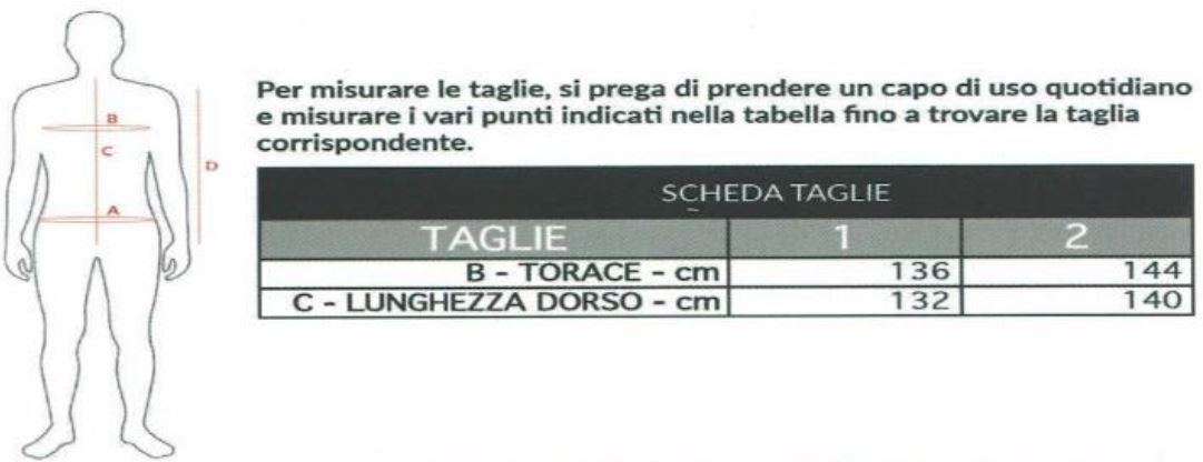 Tabella taglie Pettorina HV
